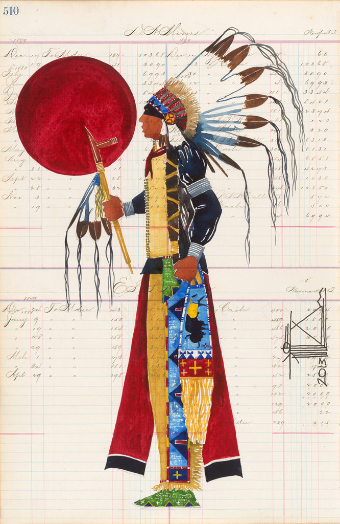 (Fine Art Print) Watercolor on Antique Ledger Paper ~ Wicha'sa 2013