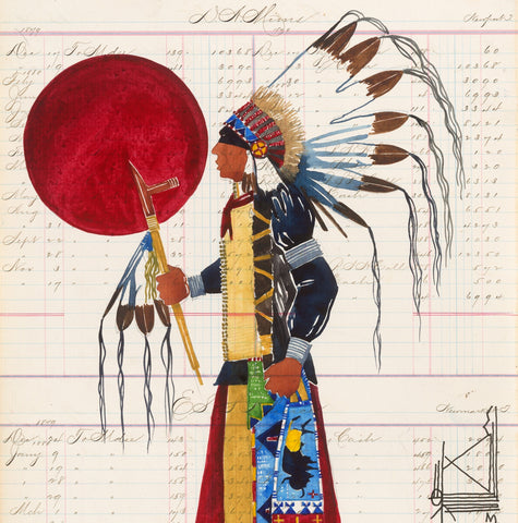 (Fine Art Print) Watercolor on Antique Ledger Paper ~ Wicha'sa 2013