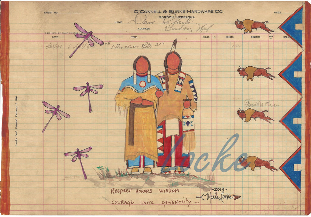 (Fine Art Print) Ledger Art - Respect Honors Wisdom