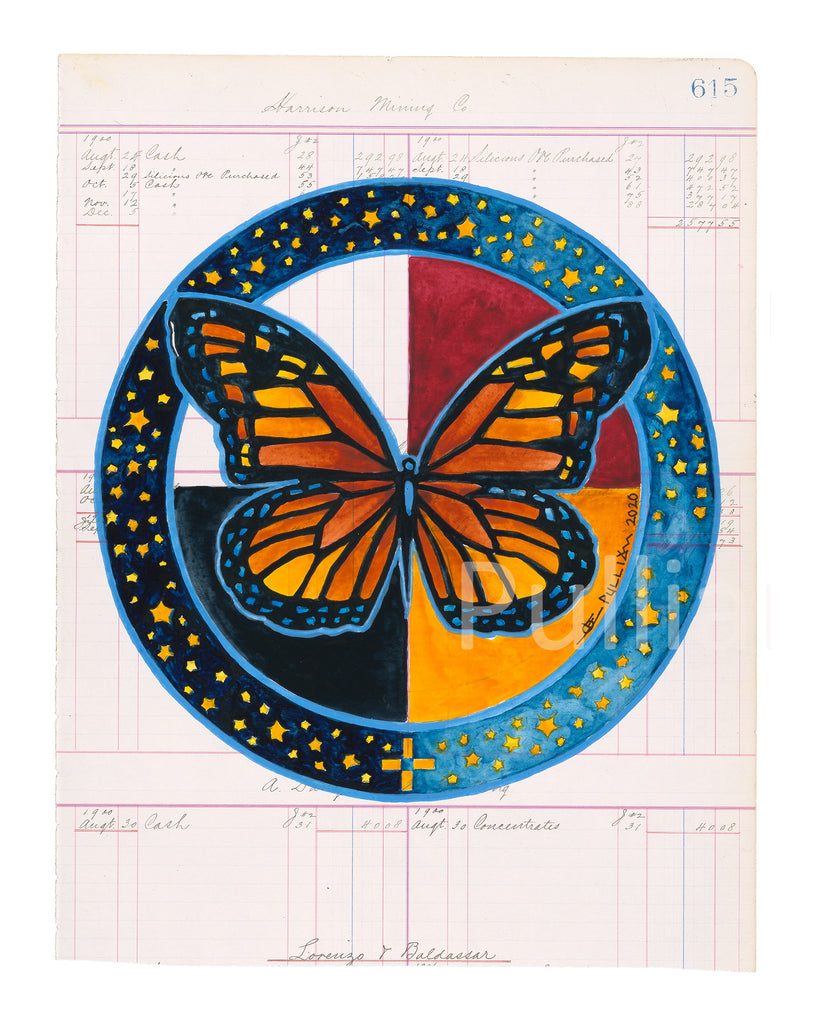(Fine Art Print) Watercolor on Antique Ledger Paper ~ We Are All Beautifully Related - Kimimila