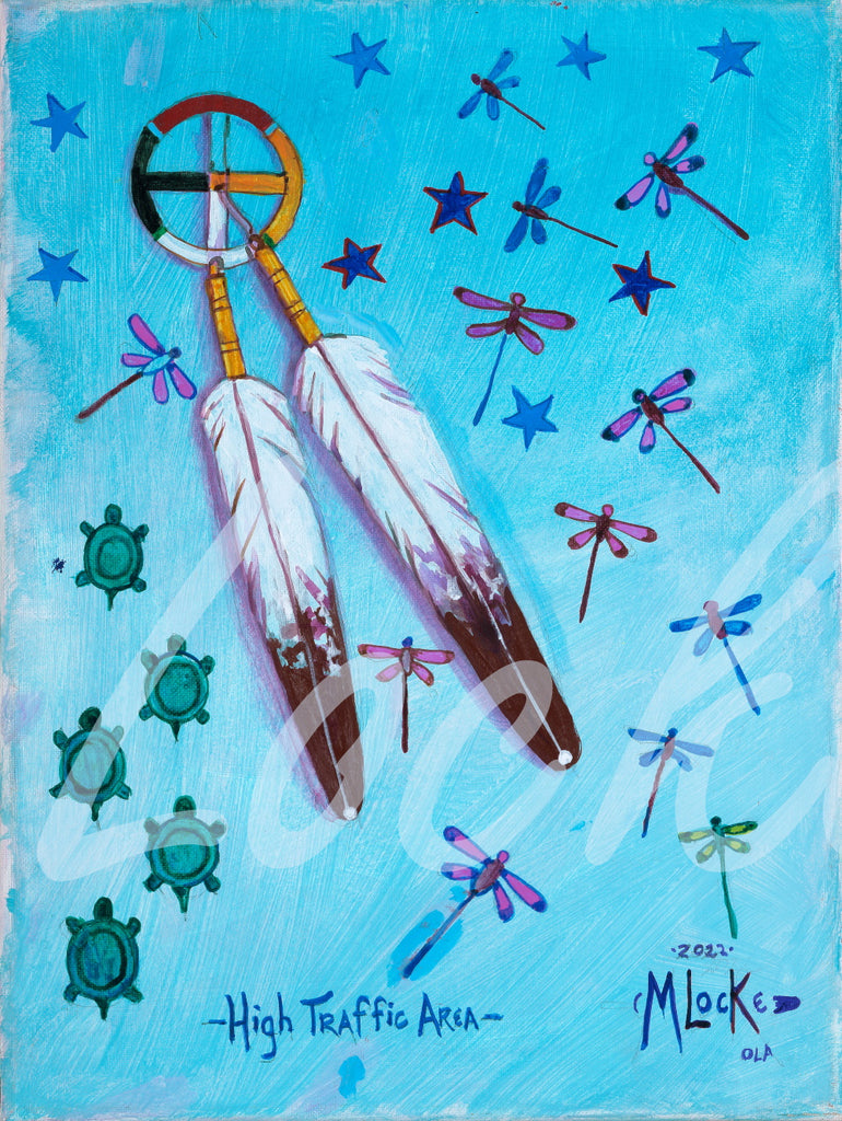 Bright blue painting by Merle Locke