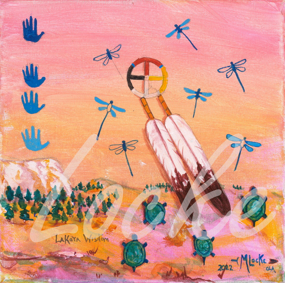 Acrylic on Canvas Traditional Native American Imagery