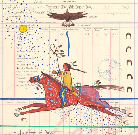 (Fine Art Print) Ledger Art - His Victory of Deeds