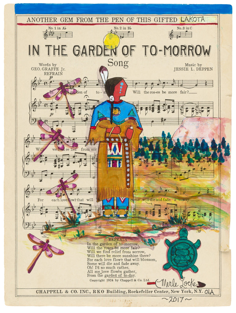 (Fine Art Print) Ledger Art on Antique Sheet Music - In the Garden of To-Morrow