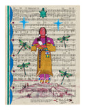 (Fine Art Print) Ledger Art on Antique Sheet Music ~ Her Heart of the Nation