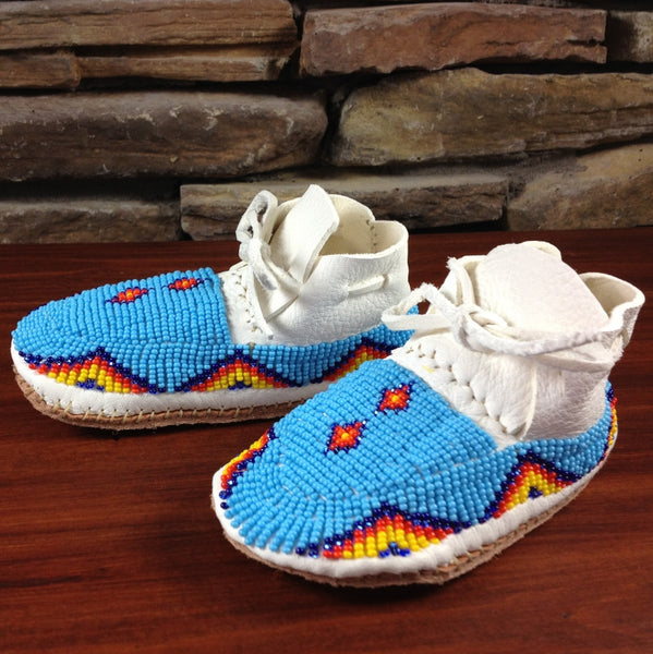 Beaded Leather Moccasins Infant Sizes – Seven Fires Art
