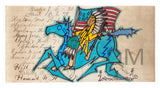 (Fine Art Print) Ledger Art - Flag and Blue Horse