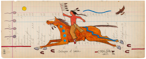 Fine Art Print - Antique Ledger #140 - Defender of Lakota