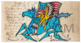 (Fine Art Print) Ledger Art - Flag and Blue Horse