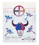 (Fine Art Print) Ledger Art - Buffalo Medicine Skull