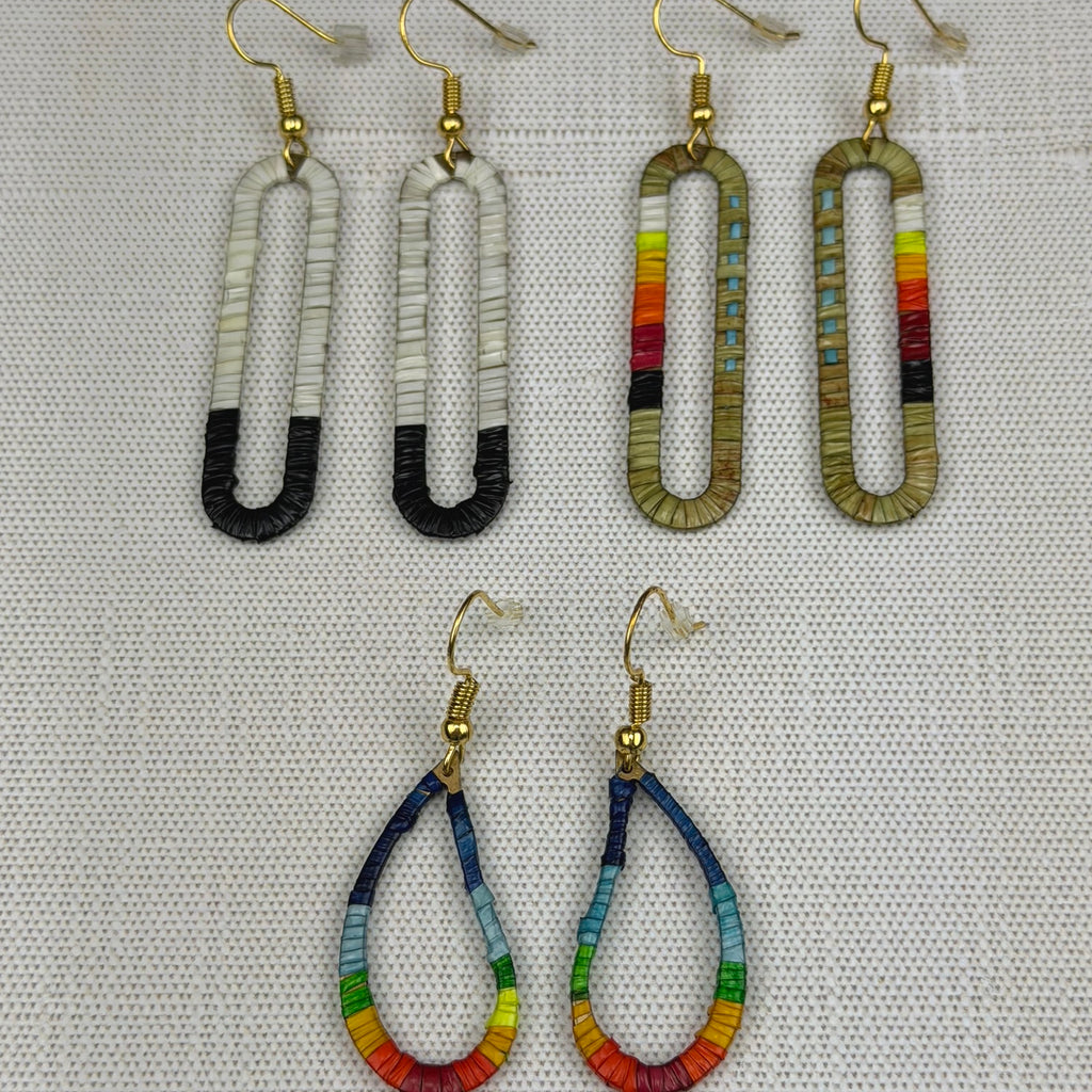 Quillwork on Brass Paisley & Oval Earrings