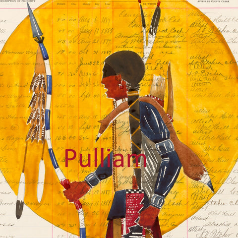 (FIne Art Print) Watercolor on Antique Ledger Paper ~ Tokala Bowlance Bearer