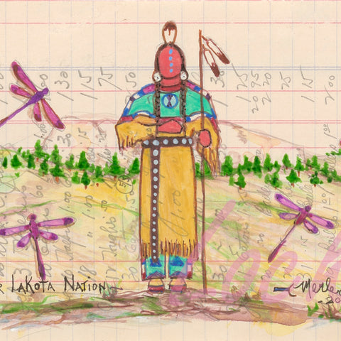 (Fine Art Print) Ledger Art - Her Lakota Nation