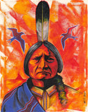 (Fine Art Print) Sitting Bull with Blue Blanket