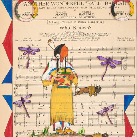 (Fine Art Print) Ledger Art on Antique Sheet Music ~ Who Knows? / Nation of Honors