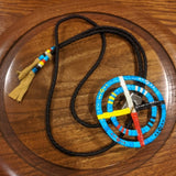 Red Cloud Quillwork - Medicine Wheel Bolo Tie - Sky Blue