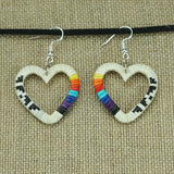 Red Cloud Quillwork Earrings - Hearts