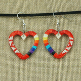 Red Cloud Quillwork Earrings - Hearts