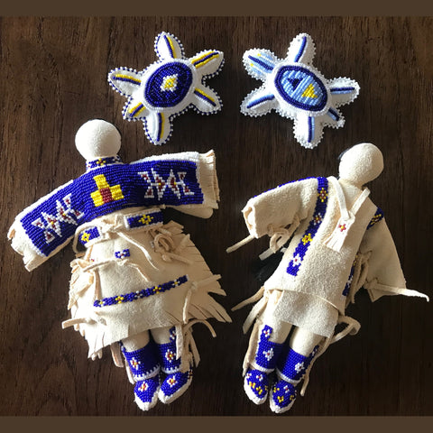 Traditional Buckskin Doll Pair - Cobalt
