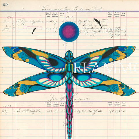 (Fine Art Print) Ledger Art: Dragonfly