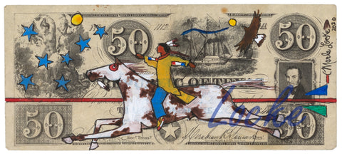 (Fine Art Prints) Ledger Art on Republic of Texas Currency
