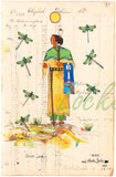 Woman with Blue Blanket and Green Dragonflies