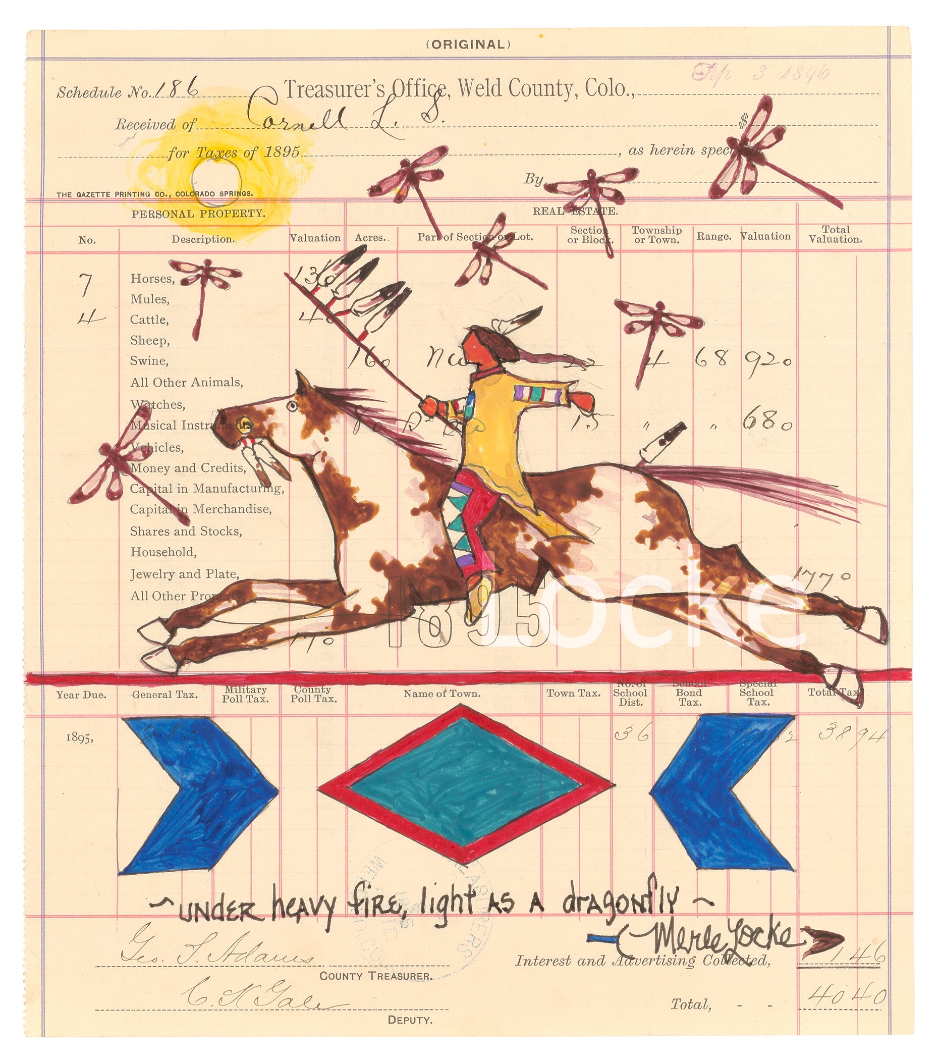 Fine Art Print) Ledger Art - Under Heavy Fire, Light as a