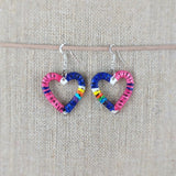 Red Cloud Quillwork Earrings - Hearts