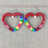 Red Cloud Quillwork Earrings - Hearts