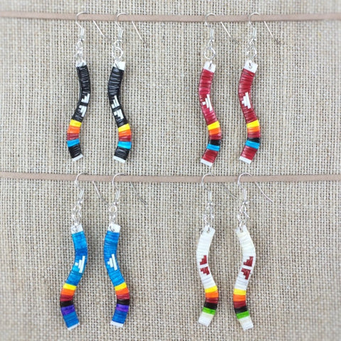 Red Cloud Quillwork Earrings - Waves Collection