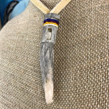 Carved Antler Eagle Fetish with Ball and Quills