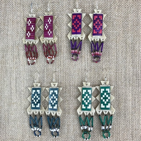 Quilled and Beaded Parfleche Earrings