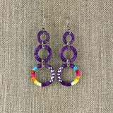 Red Cloud Quillwork Earrings - Triple Circles