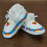 Beaded Leather Moccasins - Newborn - 3 Colors