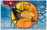 Watercolor Ledger Art Elk Pulliam Lakota