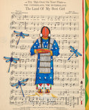 (Fine Art Print) Ledger Art on Antique Sheet Music ~ The Land of My Best Girl