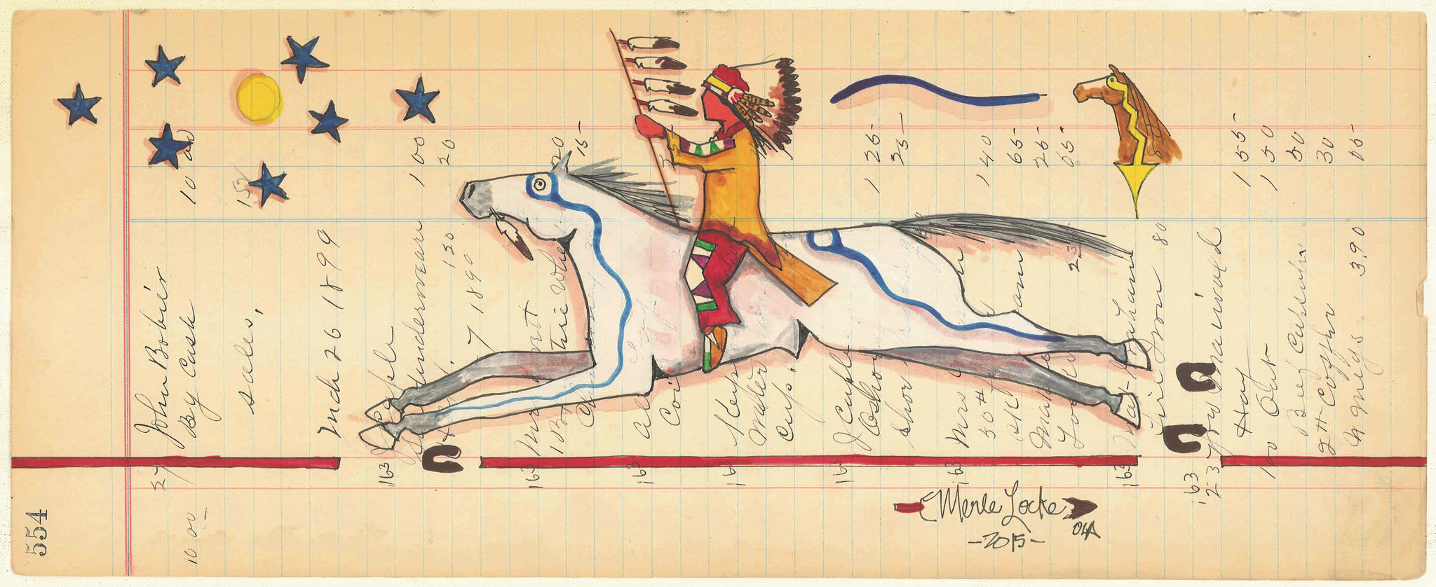 Fine Art Print -Antique Ledger - Horse and Rider #554 – Seven Fires Art, image size:2048x838