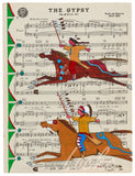 (Fine Art Print) Ledger Art on Antique Sheet Music ~ Our Great Plains