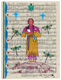 (Fine Art Print) Ledger Art on Antique Sheet Music ~ Her Heart of the Nation