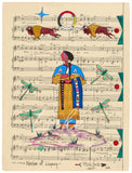 (Fine Art Print) Ledger Art on Antique Sheet Music ~ Nation of Legacy