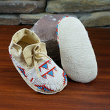 Beaded leather child's moccasin