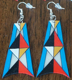 New Twist Parfleche Trapezoid Earrings  ~ Only 1 Left!