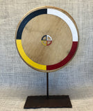 Painted 13" Elk Hide Drum - Medicine Wheel