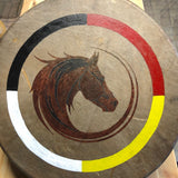 Painted 15" Buffalo Hide Drum - Horse
