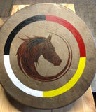 Painted 15" Buffalo Hide Drum - Horse