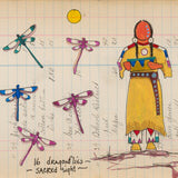Fine Art Print - Antique Ledger #135 - 16 Dragonflies