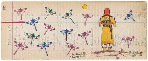 Fine Art Print - Antique Ledger #135 - 16 Dragonflies