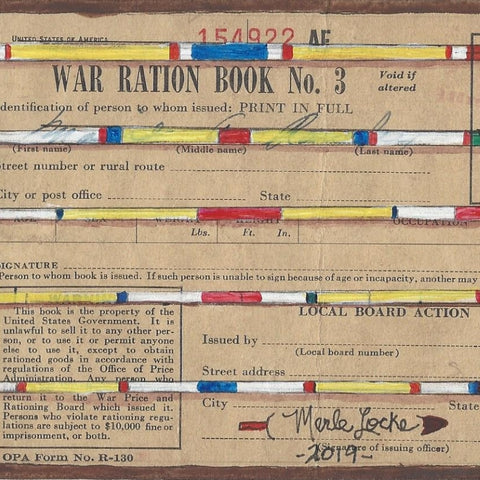 Original Ledger Art on WWII Ration Book Cover - Lakota Dignity