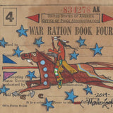 Original Ledger Art on WWII Ration Book Cover - Rider of Stars
