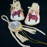 Newborn Quilled Moccasin and Turtle Amulet Set